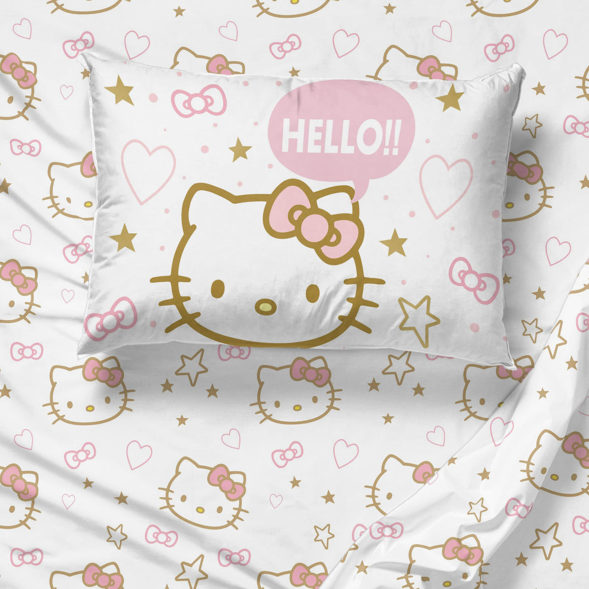 Hello Kitty queen flat sheet designed for easy layering and comfort