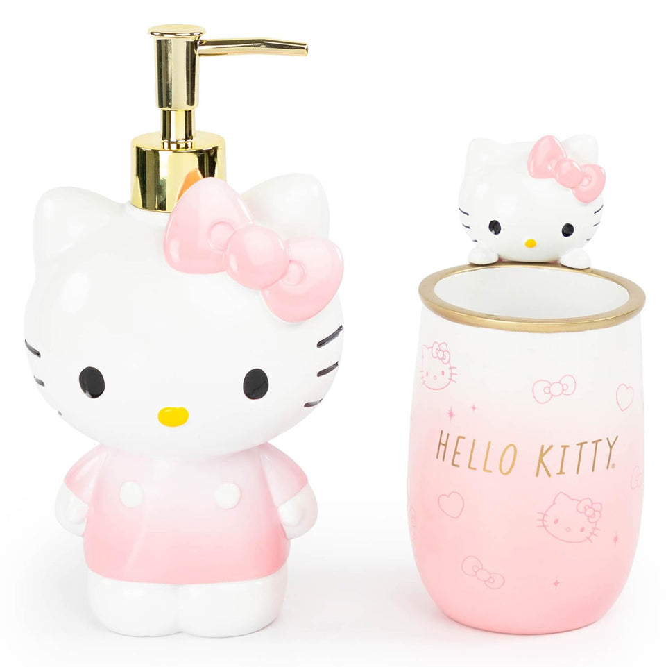 Jay Franco Hello Kitty soap dispenser with pink pump ideal for hand soap.