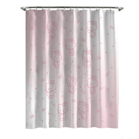 Jay Franco Hello Kitty Stars shower curtain with pink ombre stars decorates the bathroom