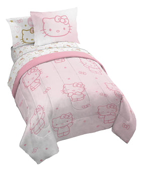Jay Franco Hello Kitty twin comforter set close-up of soft microfiber for cozy sleep