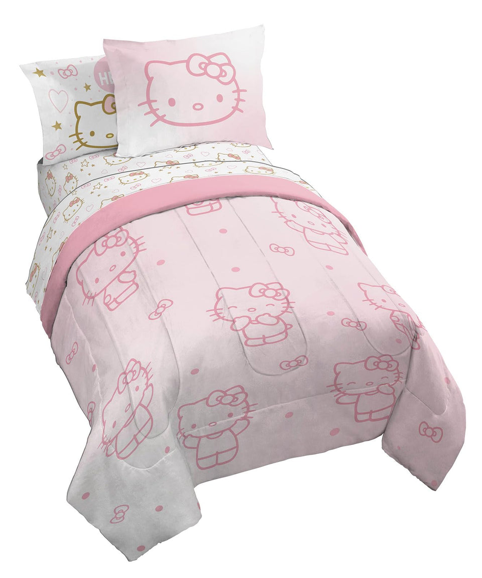 Jay Franco Hello Kitty twin comforter set close-up of soft microfiber for cozy sleep