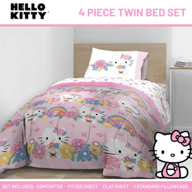 Jay Franco Hello Kitty fitted sheet with 10-pocket design for a secure fit.