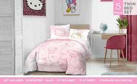 Jay Franco Hello Kitty twin fitted sheet close-up shows breathable microfiber