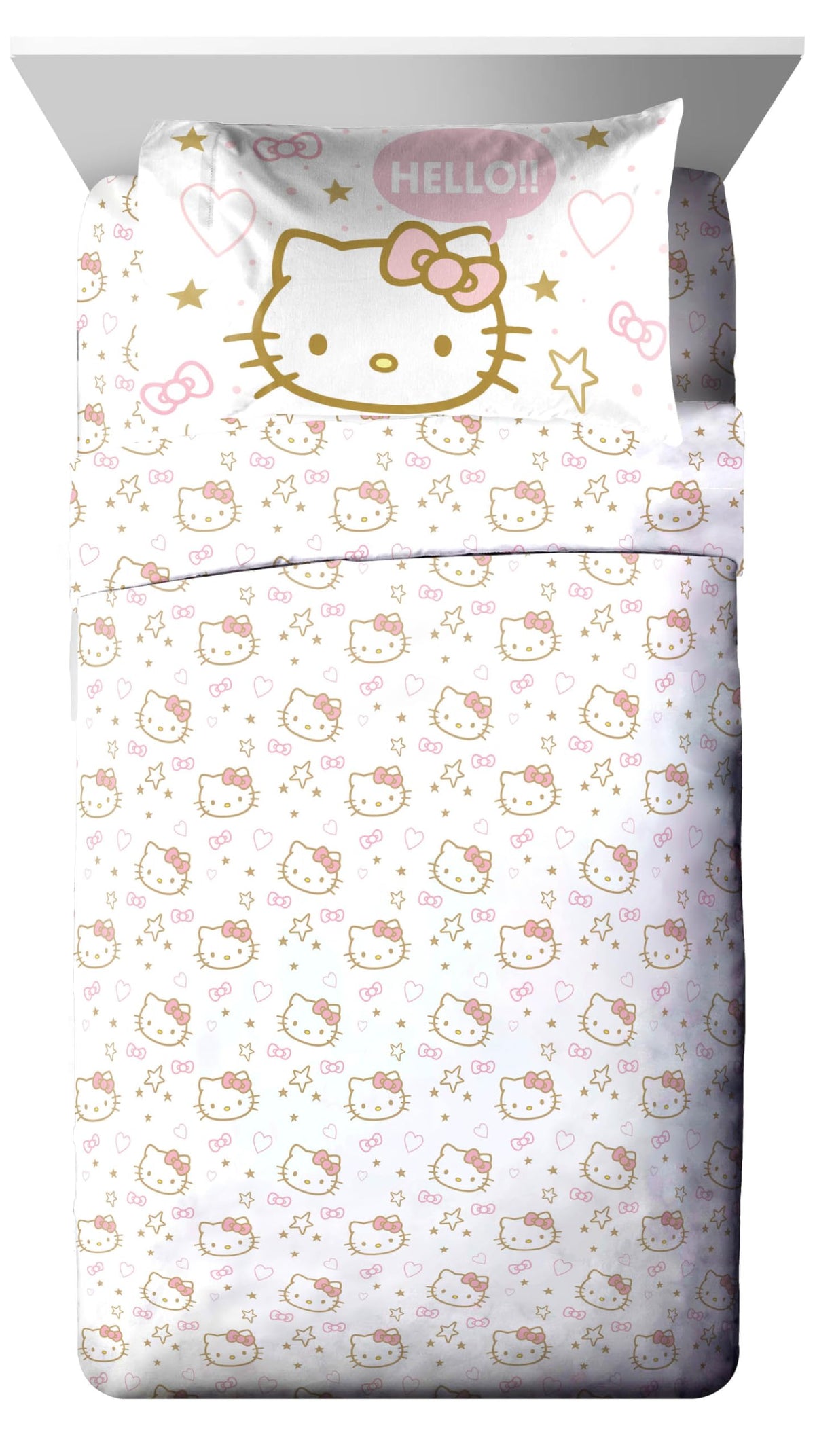 Jay Franco Hello Kitty twin room ambience with pink accents and cheerful vibe