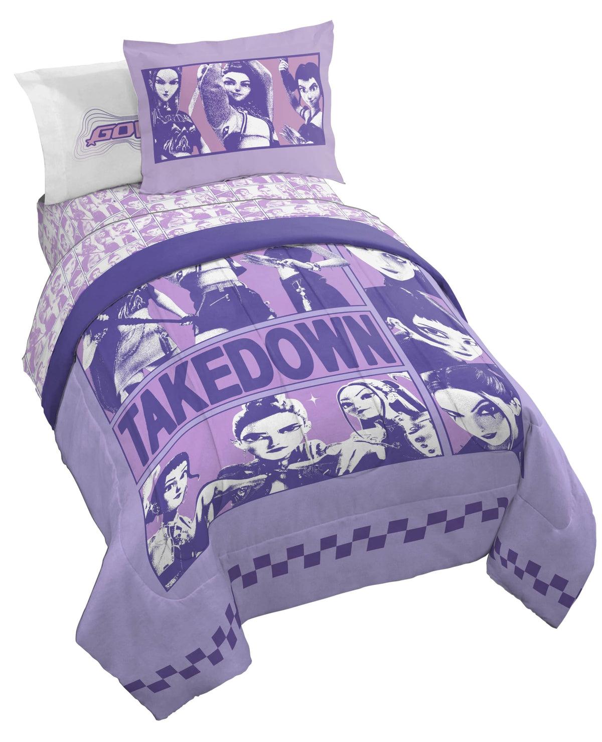 Jay Franco KPOP Demon Hunters comforter set features vivid demon-hunters graphic for vibrant room decor