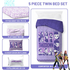 Jay Franco KPOP Demon Hunters flat sheet provides coordinated purple styling for year-round comfort.