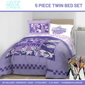 Jay Franco KPOP Demon Hunters twin fitted sheet offers deep pockets for secure mattress fit.