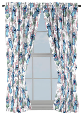 Jay Franco Lilo Stitch curtains 2-panel set, front view, adds playful privacy to kids' rooms.