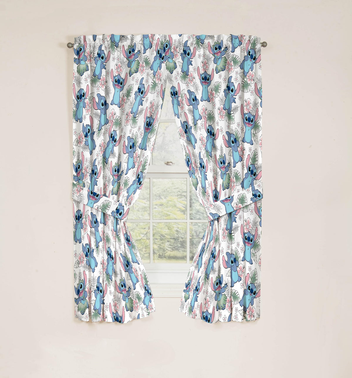 Jay Franco Lilo Stitch curtains colorful prints brighten spaces and provide privacy.