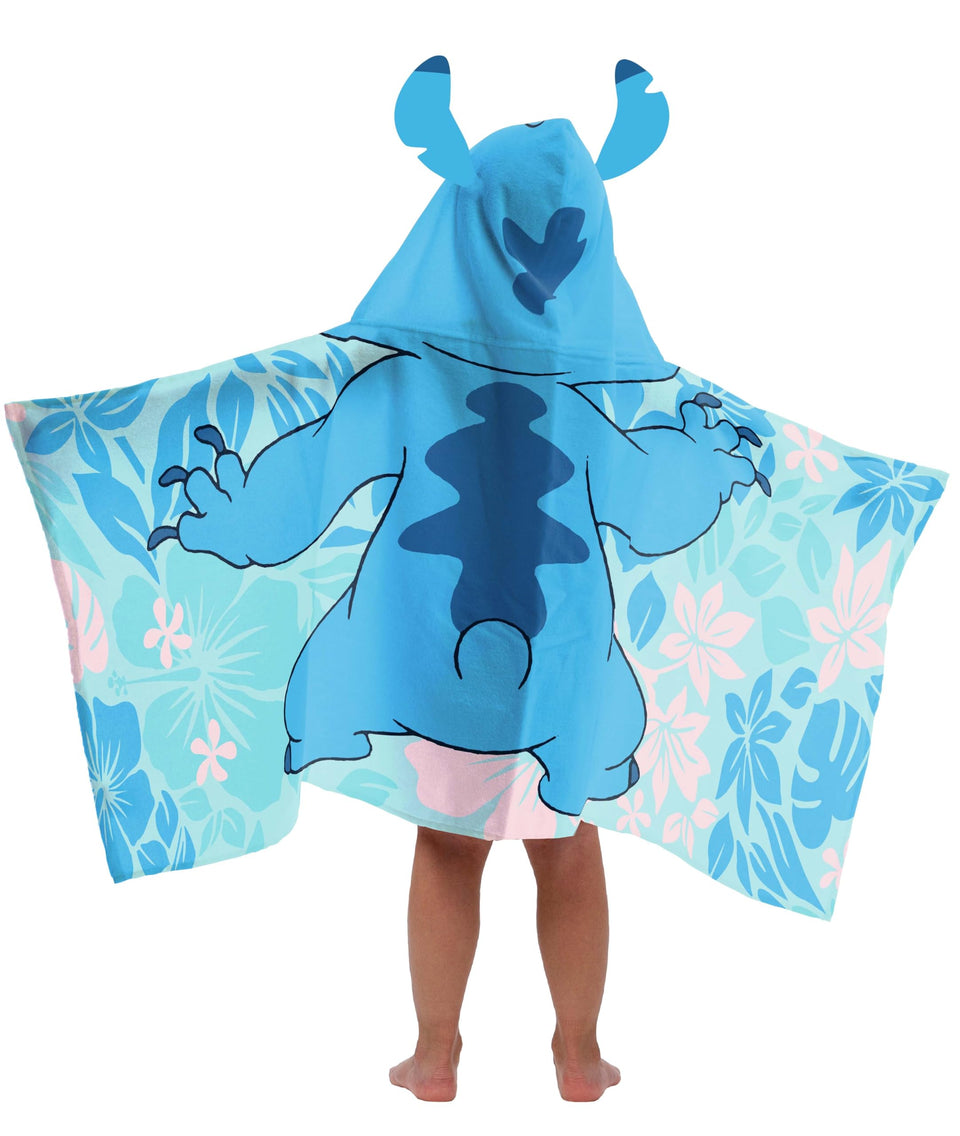 Jay Franco Lilo & Stitch hooded towel with a 3D hood for cozy drying after baths
