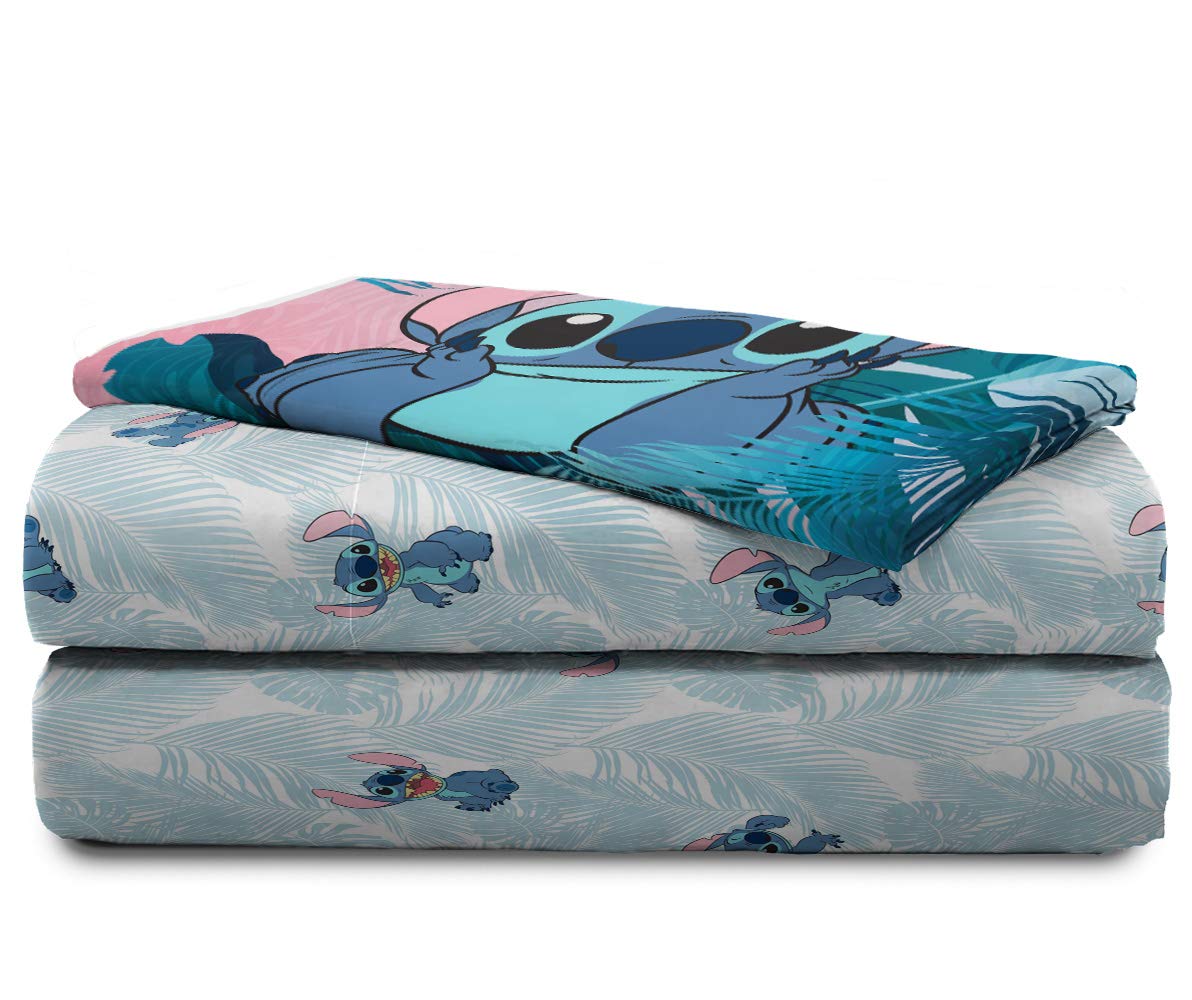 Kid-friendly teal Lilo & Stitch room setup on a Jay Franco twin bed.