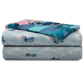 Kid-friendly teal Lilo & Stitch room setup on a Jay Franco twin bed.