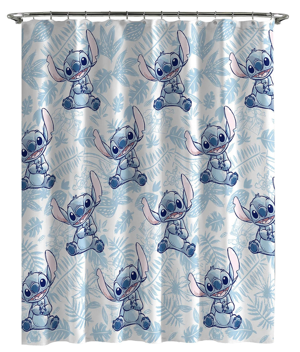 Jay Franco Lilo Stitch sunglasses curtain adds playful bathroom style.