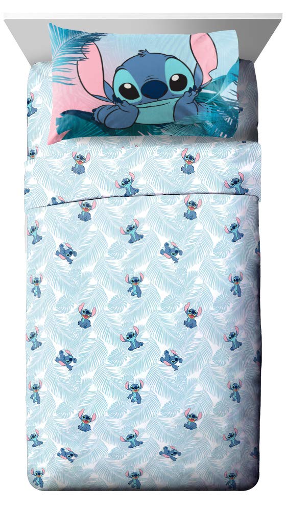 Jay Franco Lilo & Stitch teal fitted sheet with deep pocket for up to 10 inches