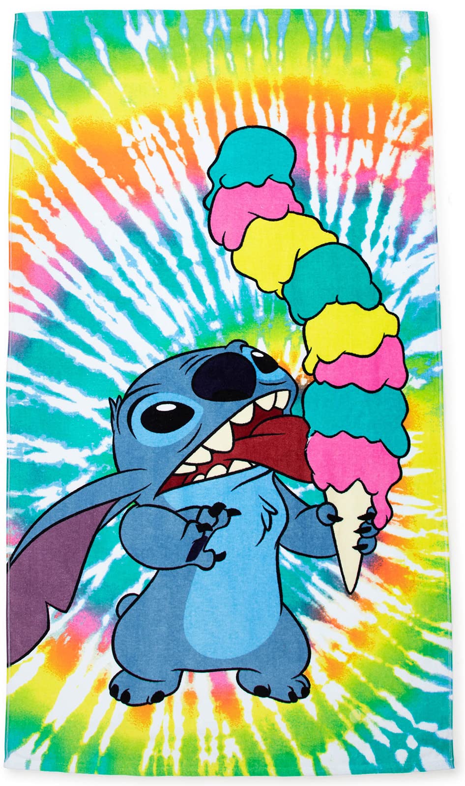 Jay Franco Lilo & Stitch towel 34x64 size, ideal for bath, pool, or beach drying.