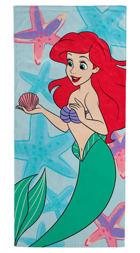 Jay Franco Little Mermaid Ariel kids towel 28x58 provides soft cotton for bath time.