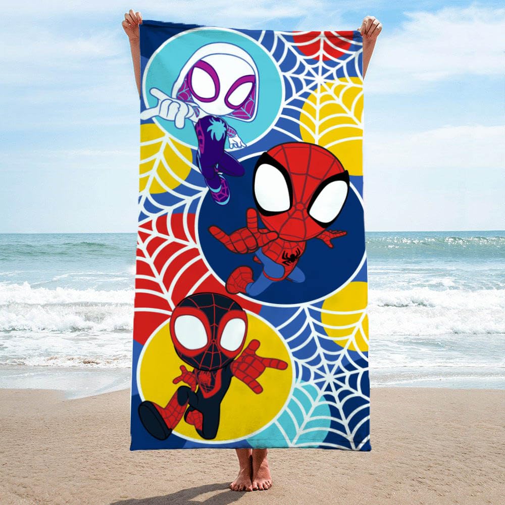 Jay Franco Miles Morales towel hero pose, kid-friendly pool time