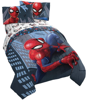 Jay Franco Spider-Man comforter close-up showing soft microfiber for cozy nights