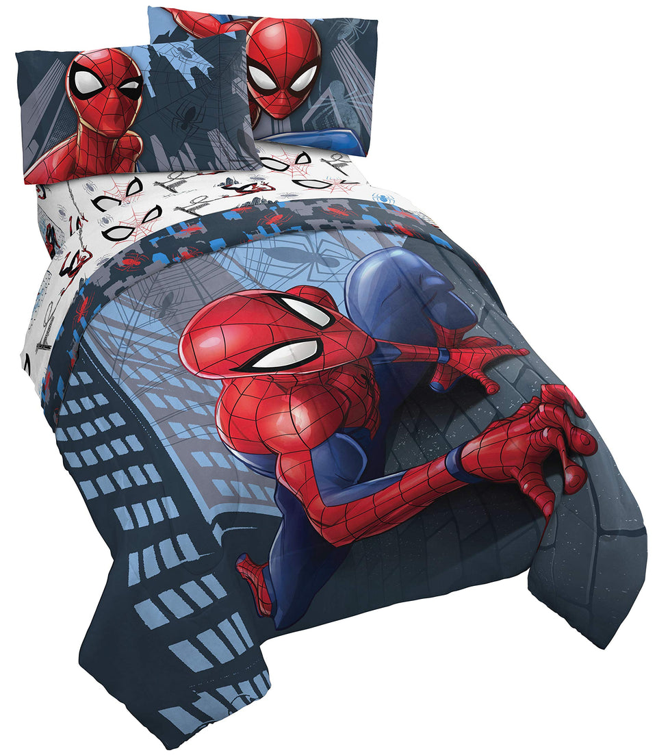 Jay Franco Spider-Man comforter close-up showing soft microfiber for cozy nights