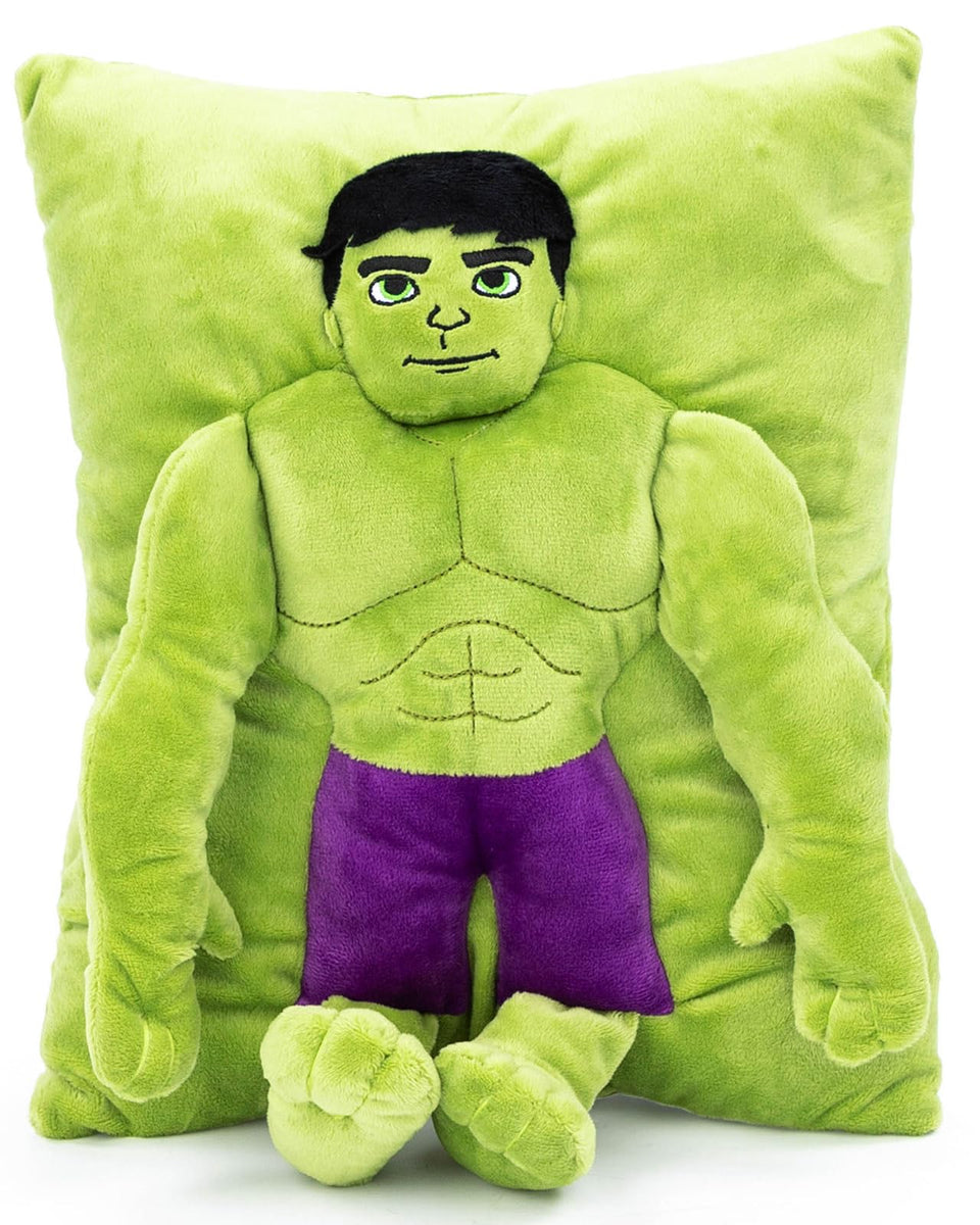 Jay Franco Marvel Hulk 3D snuggle pillow front view for cozy hugs.
