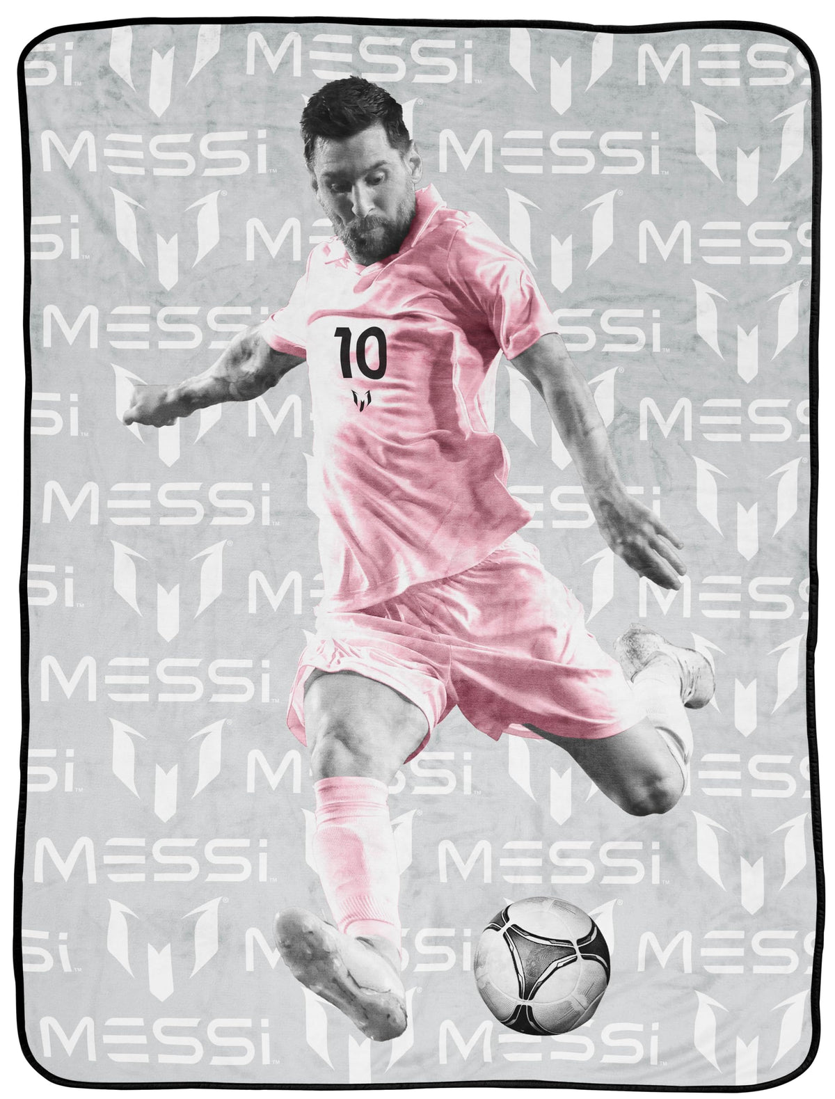 Jay Franco Messi plush throw gray front view for cozy warmth.
