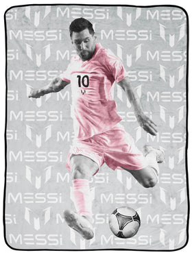 Jay Franco Messi plush throw gray front view for cozy warmth.