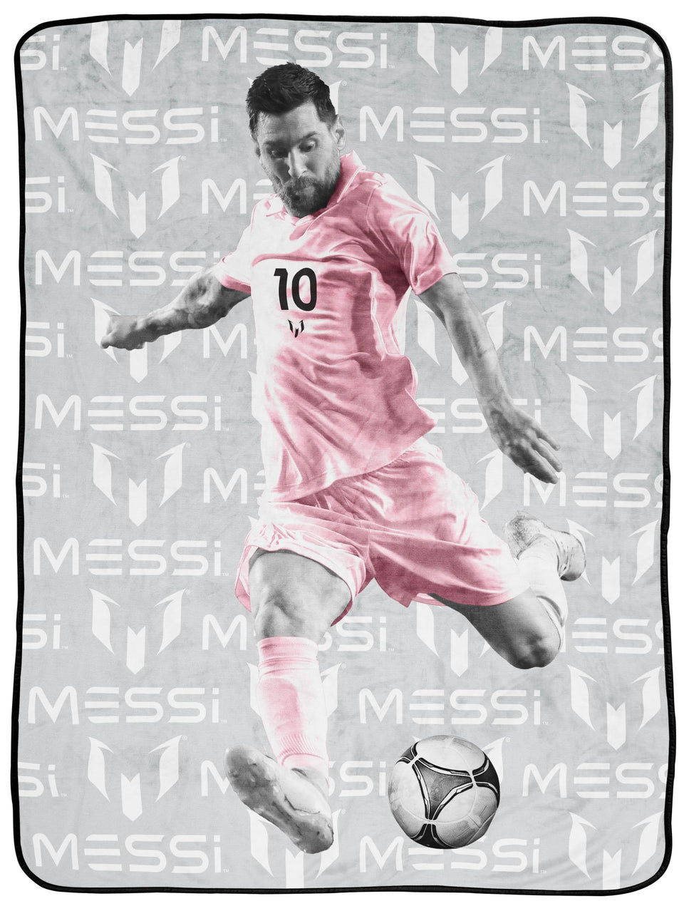 Jay Franco Messi plush throw gray front view for cozy warmth.