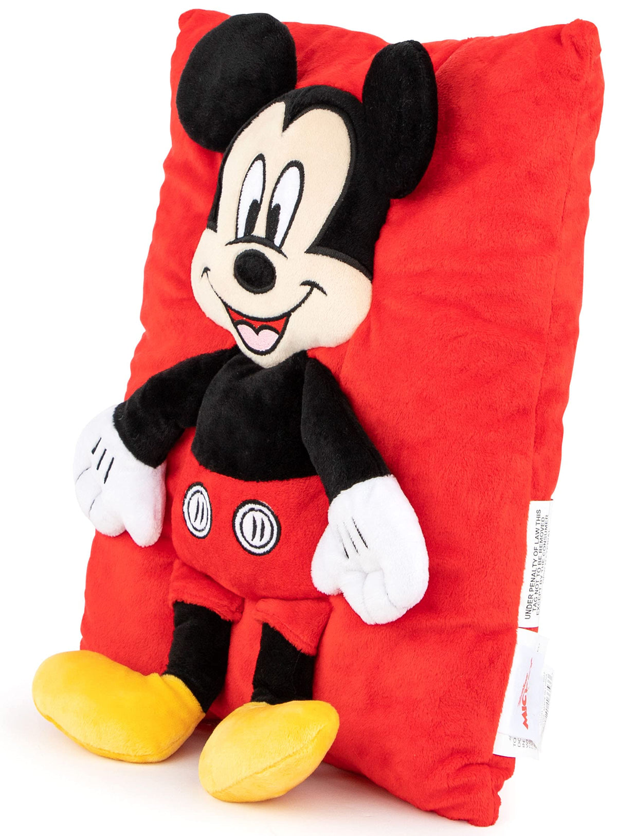 Jay Franco Mickey Mouse 3D plush snuggle pillow close-up showing 3D Mickey detail for playtime fun.
