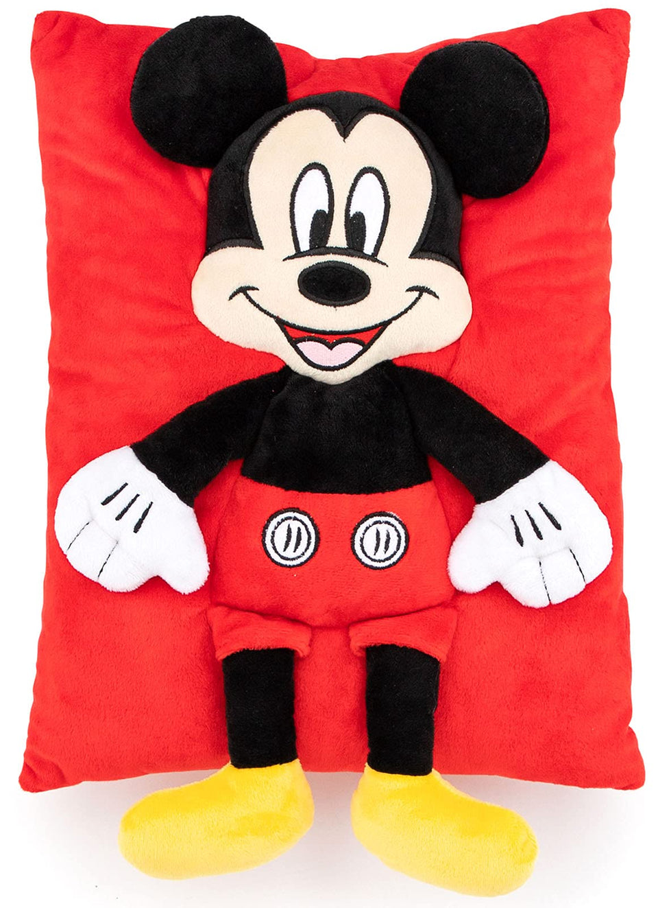 Jay Franco Mickey Mouse 3D plush snuggle pillow front view for cozy hugs and bedtime comfort.