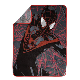 Miles Morales soft fleece blanket by Jay Franco, ideal for bedtime.