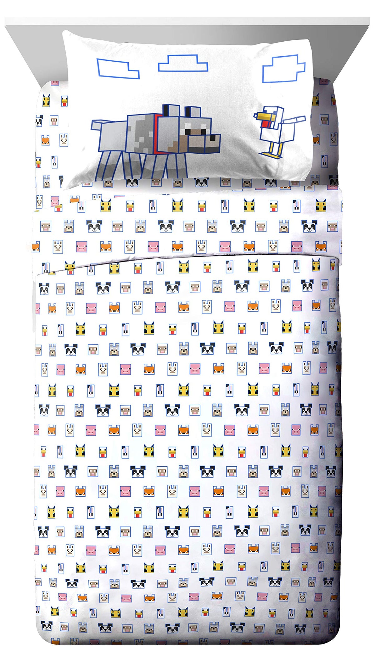 Jay Franco Minecraft Animal Patch flat sheet adds breathable comfort for bedtime