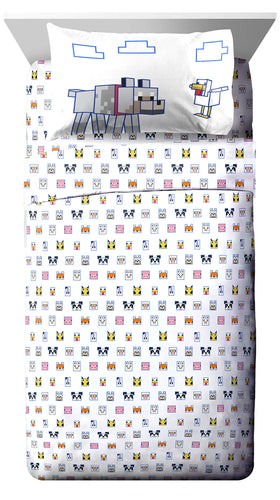 Jay Franco Minecraft Animal Patch flat sheet adds breathable comfort for bedtime