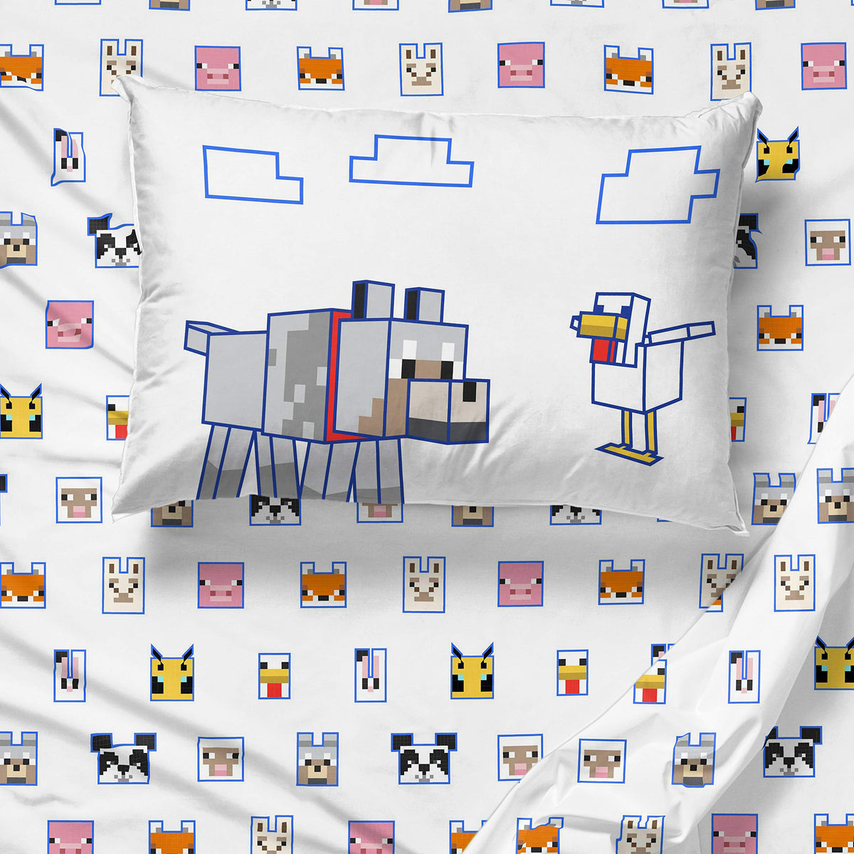 Jay Franco Minecraft Animal Patch sham adds playful room decor
