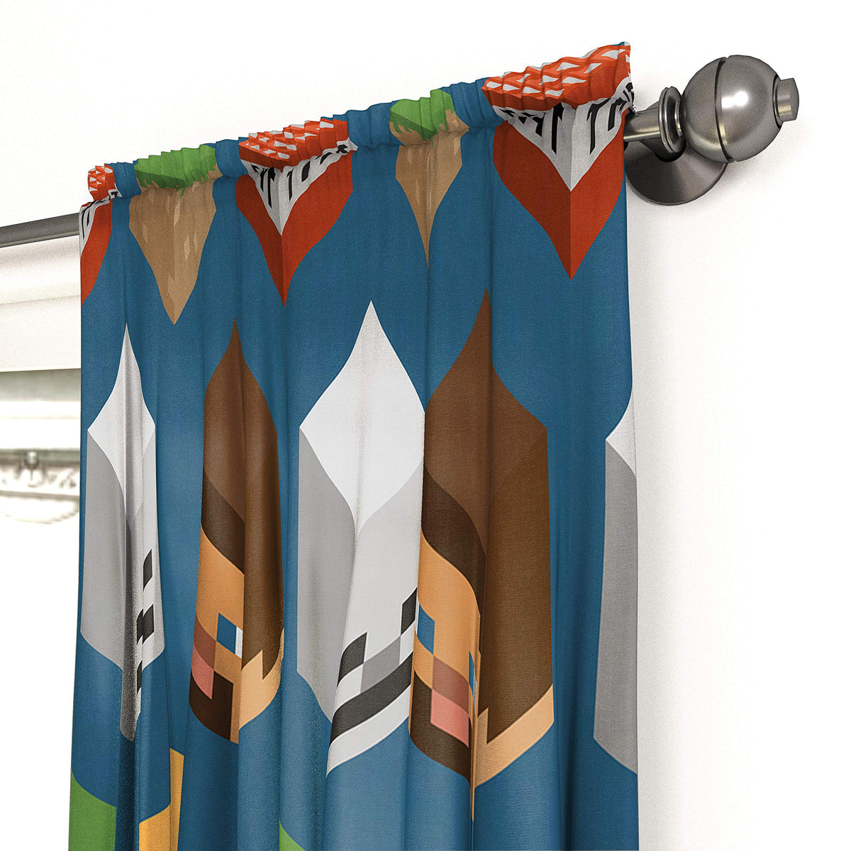 Jay Franco Minecraft blue curtains filter sunlight for cozy spaces.