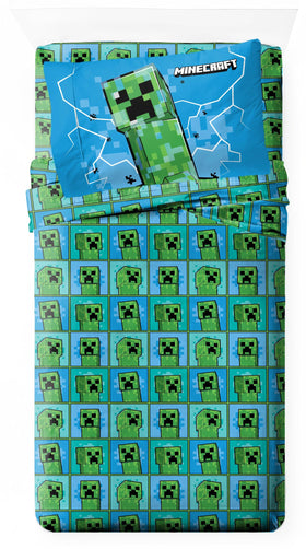 Jay Franco Minecraft Creeper fitted sheet for cozy twin beds