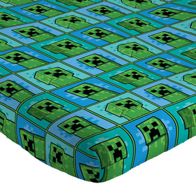 Jay Franco Minecraft Creeper flat sheet with breathable comfort for kids