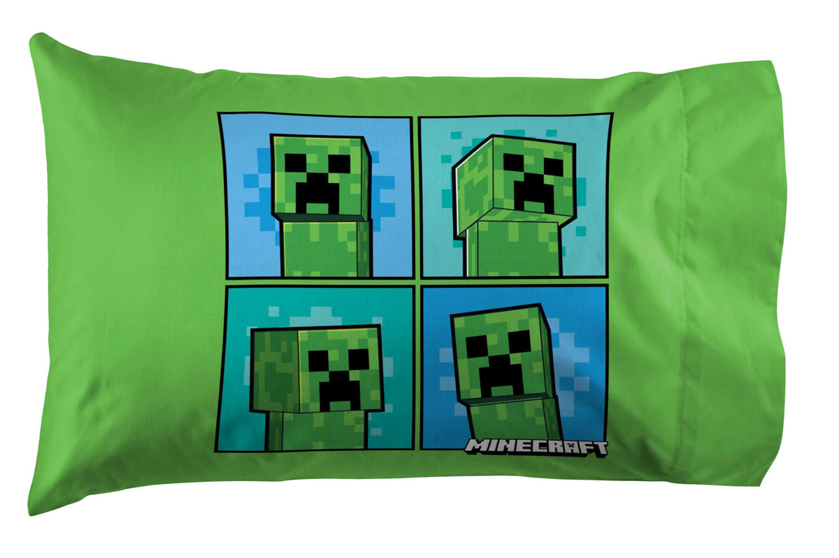 Jay Franco Minecraft Creeper pillowcase adds playful decor and easy laundering