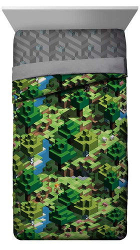 Jay Franco Minecraft Daytime fitted sheet provides a soft, durable base for school nights.