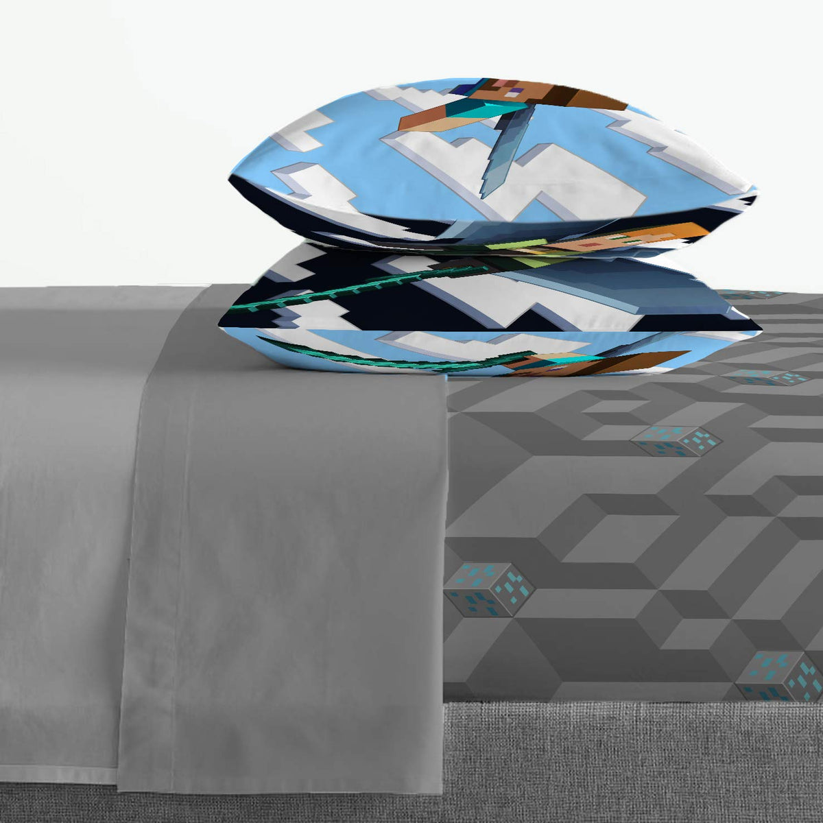 Jay Franco Minecraft Daytime shams feature vivid print and secure envelope closure.