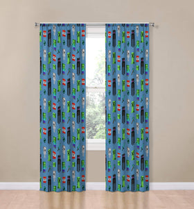 Jay Franco Minecraft drapes close-up featuring Creeper graphics for imaginative decor.