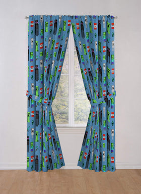 Jay Franco Minecraft drapes tiebacks showing included accessories and coordinated look.