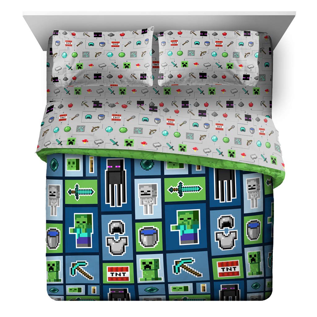 Jay Franco Minecraft Monster Hunters fitted sheet with soft, durable finish.