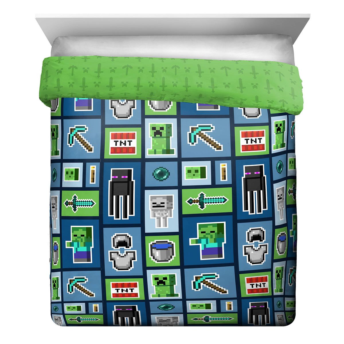 Jay Franco Minecraft Monster Hunters flat sheet featuring bold character graphics.