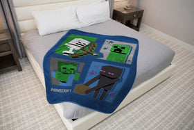 Jay Franco Minecraft plush throw features detailed mobs design for playful rooms.