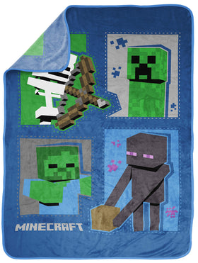 Jay Franco Minecraft plush throw is machine washable for easy care.