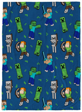 Jay Franco Minecraft plush throw 46x60 inches for cozy bed.