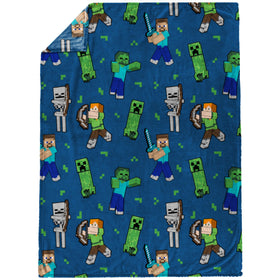 Jay Franco Minecraft plush throw featuring Skeleton design for living room decor.