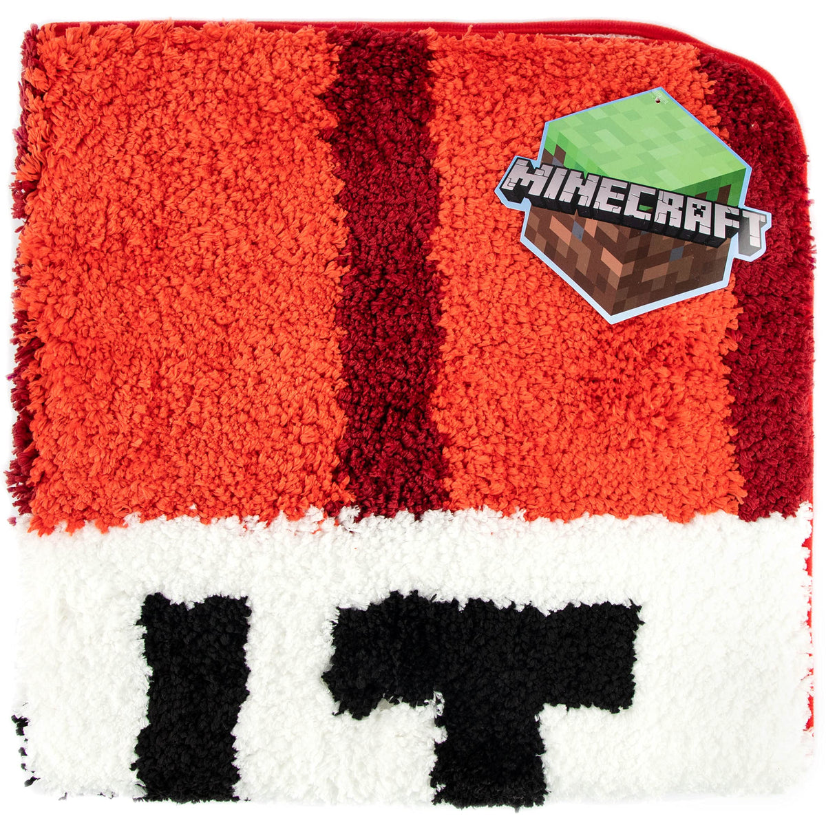 Durable tufted Minecraft TNT block rug with non-slip backing for safety