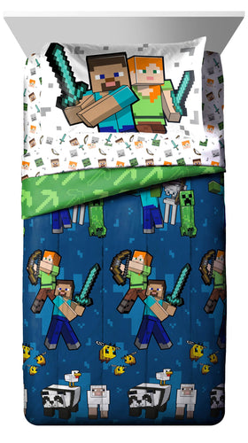 Creeper and Zombie motif adds color and warmth to kids' Minecraft decor.