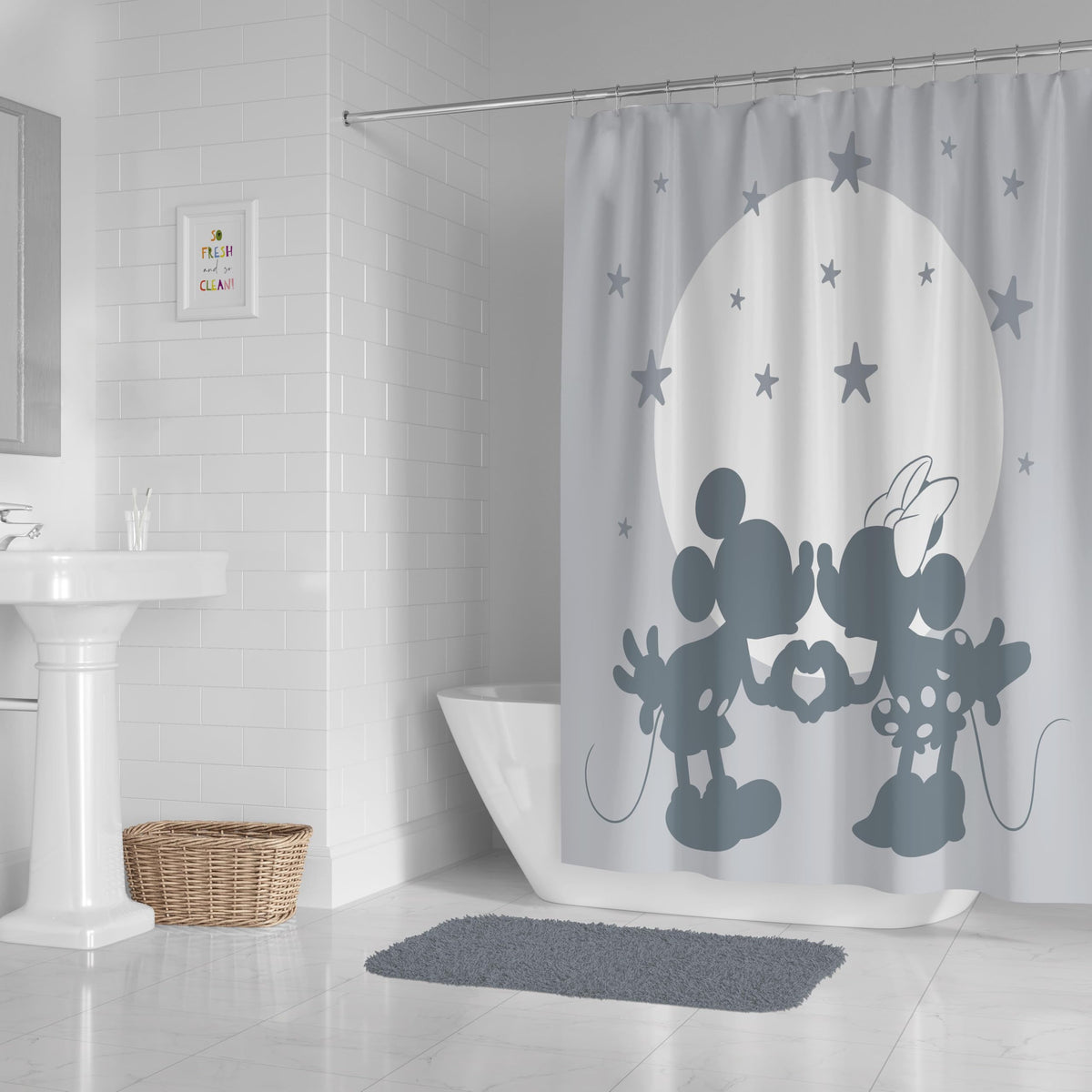 Jay Franco Minnie Mouse shower curtain vibrant colorways add playful charm to kids' bathrooms.